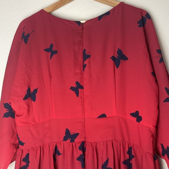 Wayward Fancies eShakti Kimono Sleeve Ombre Butterfly Print Crepe Dress Size 16 - Picture 6 of 8